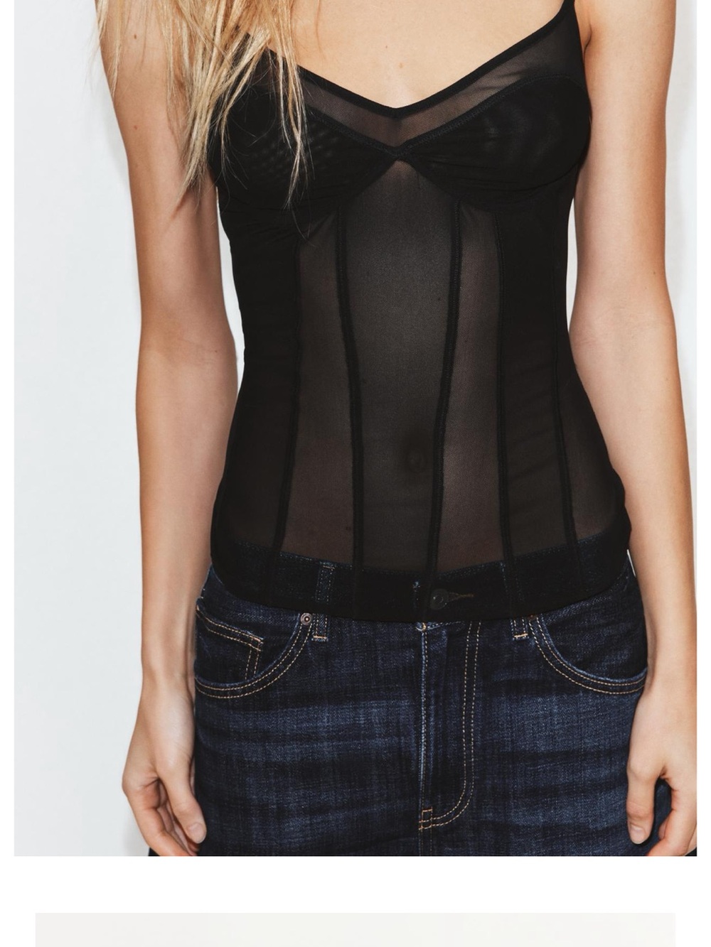 Zara Brown sheer Mesh Corset Cami